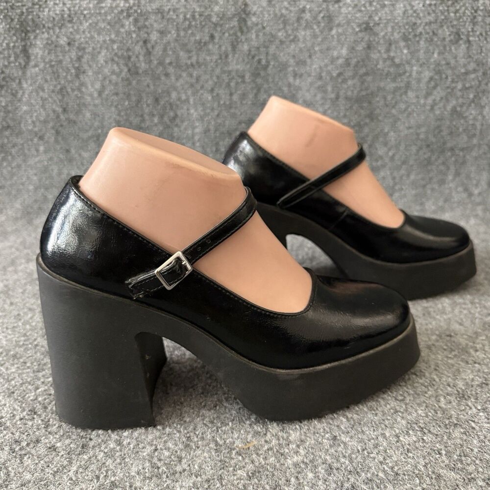ASOS DESIGN Polar Chunky Platform Mary Jane High Heel Shoes Patent Buckle Size 6